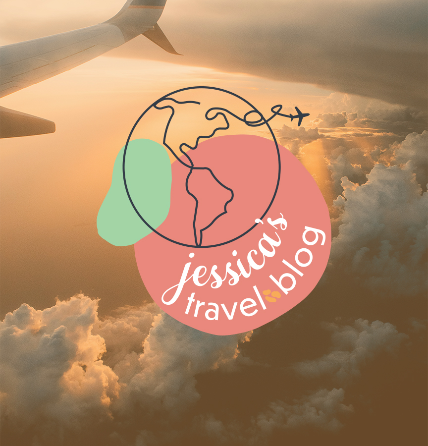 travel brand logo placed in the clouds with airplane